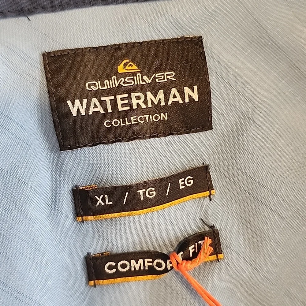 Quiksilver Waterman Collection Navy Casual Button Down Shirt (Eco Friendly) - Picture 4 of 6